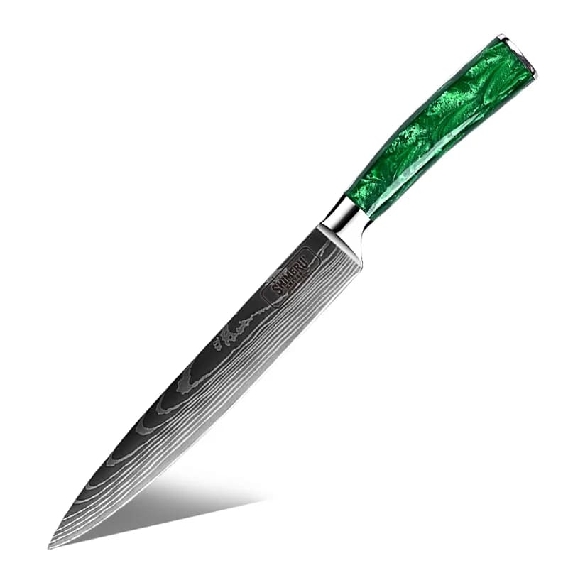 Kitakami 北上川 Damascus Pattern Stainless Steel Kitchen 8 Knife Set