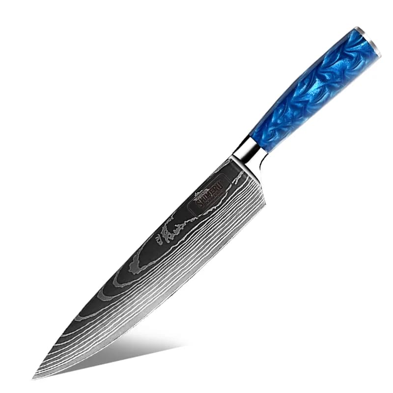 Shinano  信濃川 Damascus Pattern Stainless Steel Kitchen 8 Knife Set