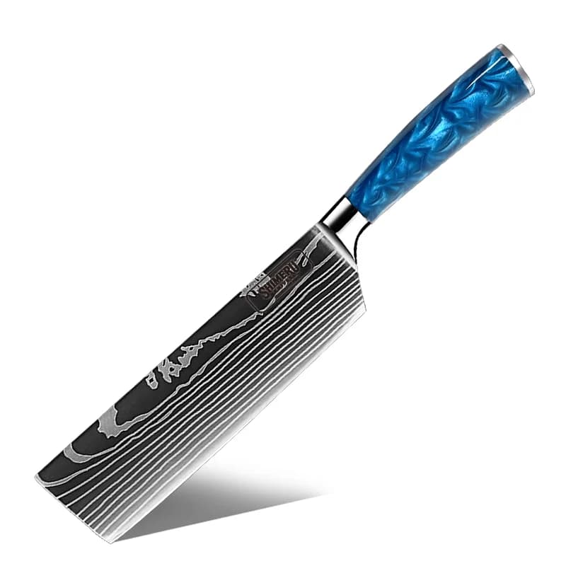 Shinano  信濃川 Damascus Pattern Stainless Steel Kitchen 8 Knife Set