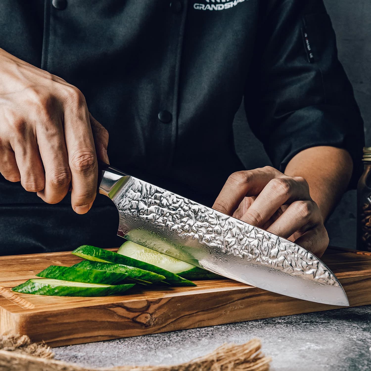 Shikoku 7" Damascus Steel Kengata Santoku 三徳包丁