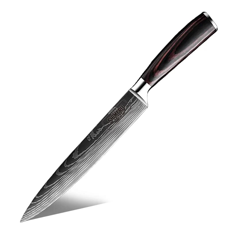 Asahi 朝日川 Damascus Pattern Stainless Steel Kitchen 8 Knife Set