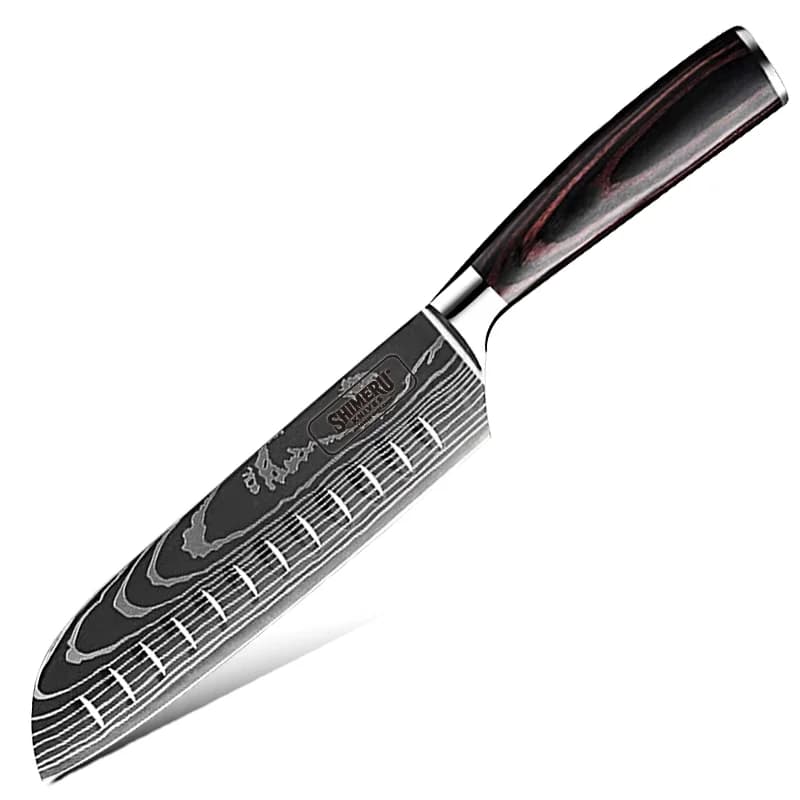 Asahi 朝日川 Damascus Pattern Stainless Steel Kitchen 8 Knife Set