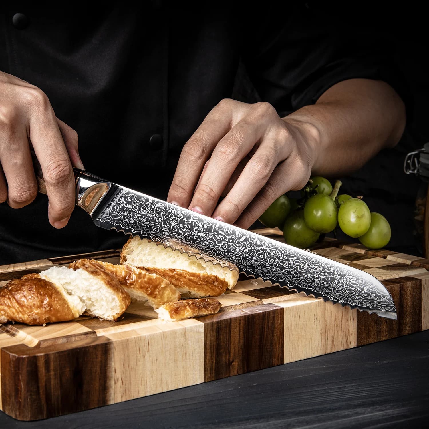 Tokachi 8" Damascus Steel Bread Knife  パン切りナイフ