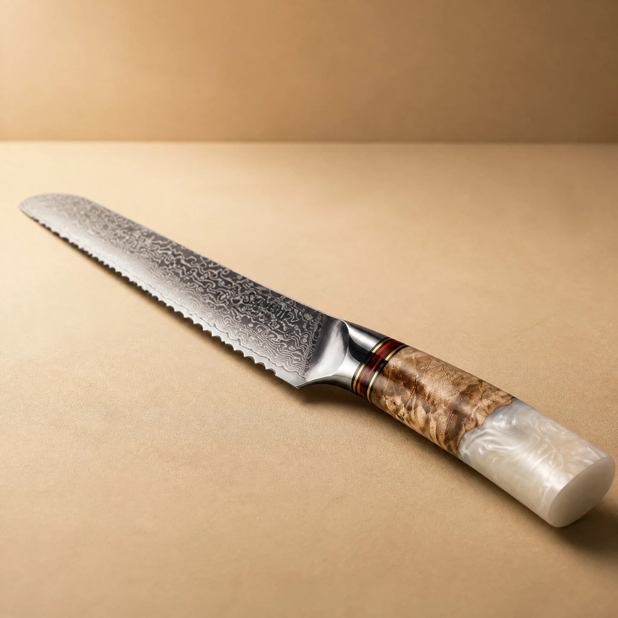 Tokachi 8" Damascus Steel Bread Knife  パン切りナイフ