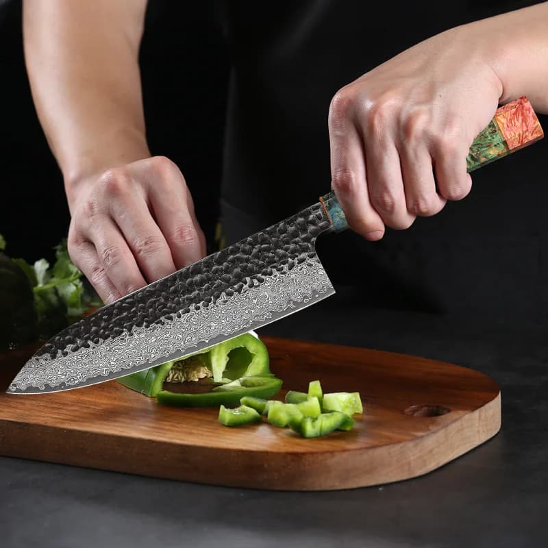 Yoshii 8″ Damascus Steel Gyuto Knife 牛刀