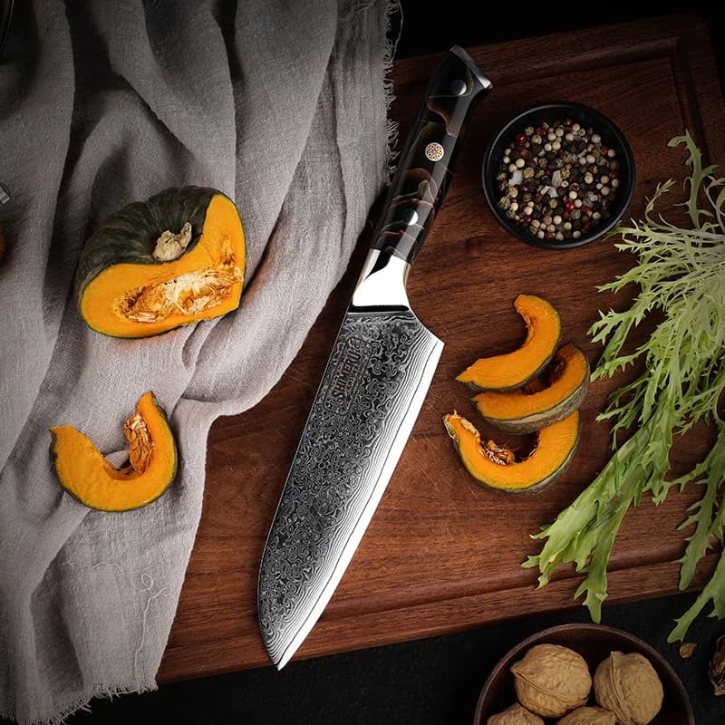 Hayama 葉山 7″ Damascus Steel Santoku Knife 三徳包丁